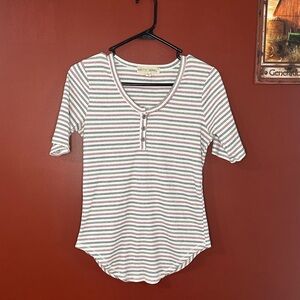 Striped Ribbed women’s shirt size medium with 3 button accent